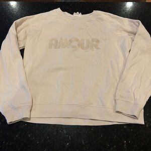 Sezane small “Amour” cream crewneck sweatshirt . Stain on the front